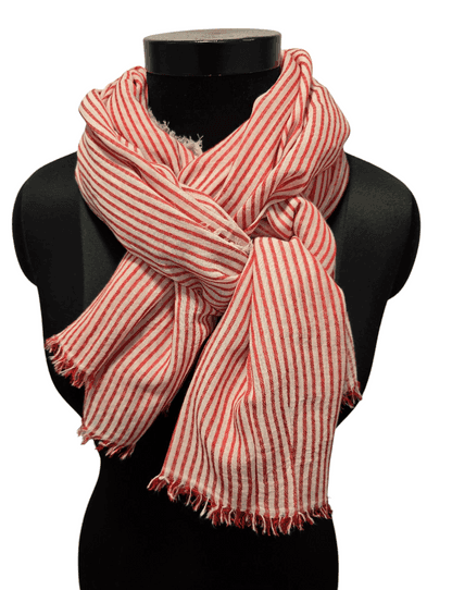 Red white stripe cotton scarf