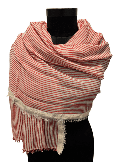 Red white stripe cotton scarf