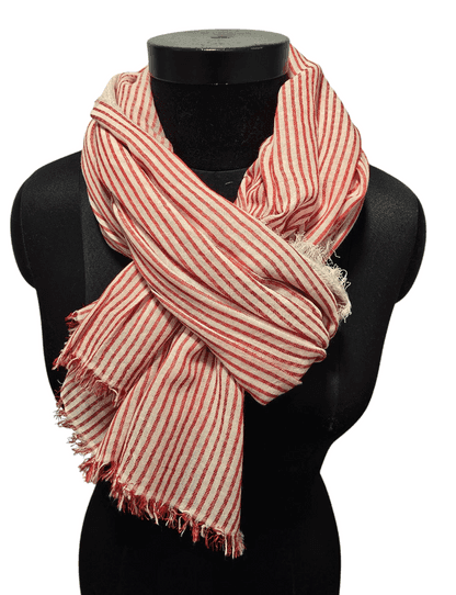 Red white stripe cotton scarf
