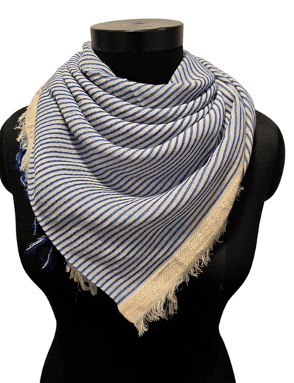 Blue white stripe cotton scarf
