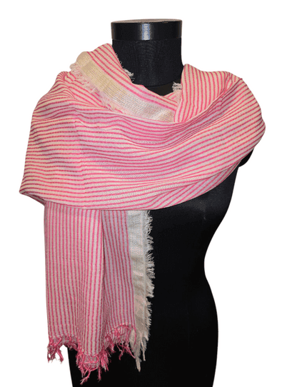 Pink white stripe cotton scarf
