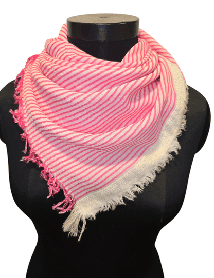 Pink white stripe cotton scarf