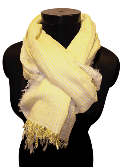 Lemon white stripe cotton scarf