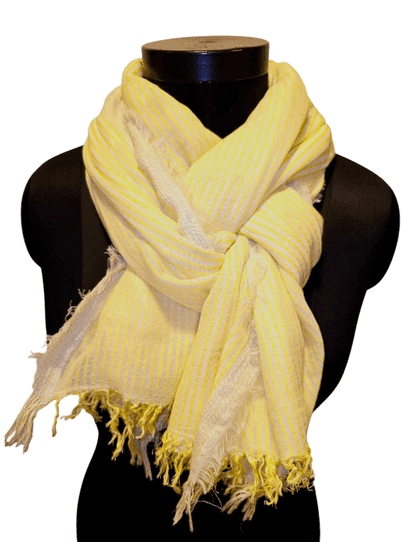Lemon white stripe cotton scarf