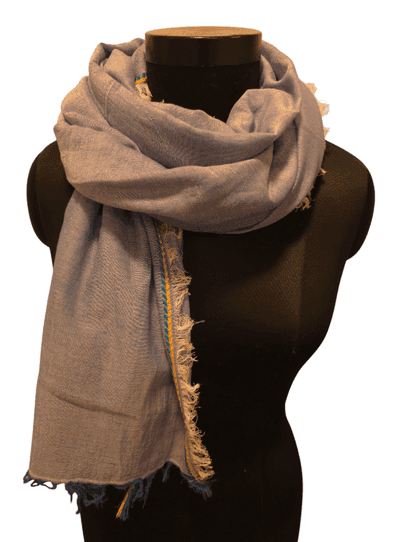 Gold blue mix texture cotton scarf