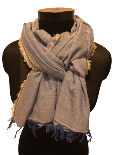 Gold blue mix texture cotton scarf