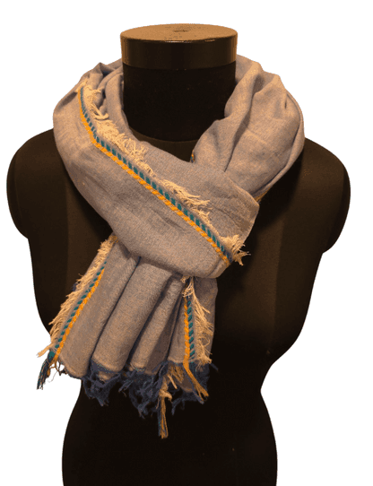 Gold blue mix texture cotton scarf