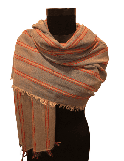 Red peach stripe golden blue cotton scarf