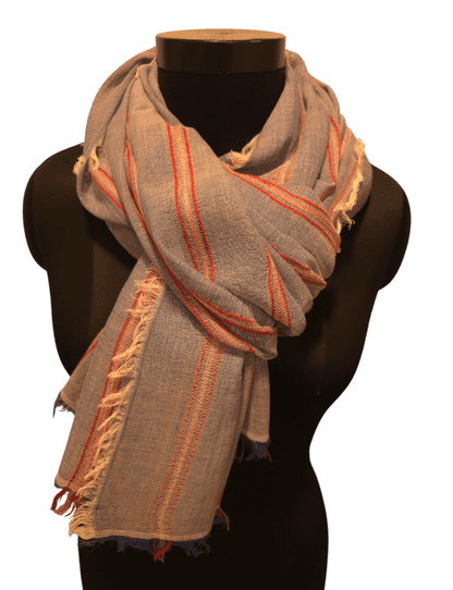 Red peach stripe golden blue cotton scarf