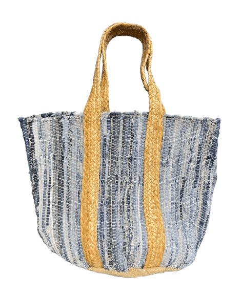 Denim with jute handle beach bag