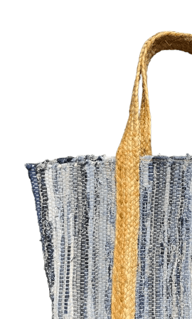Denim with jute handle beach bag