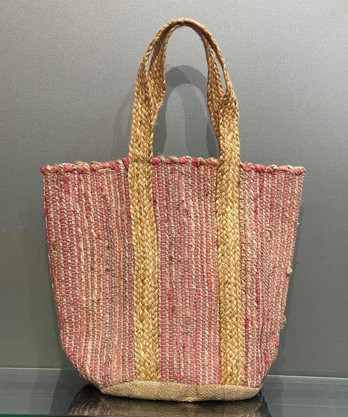 Blush Cotton Jute Beach Bag