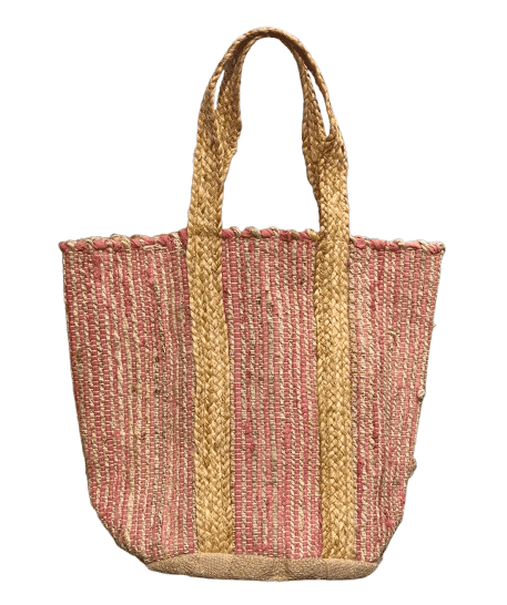 Blush Cotton Jute Beach Bag