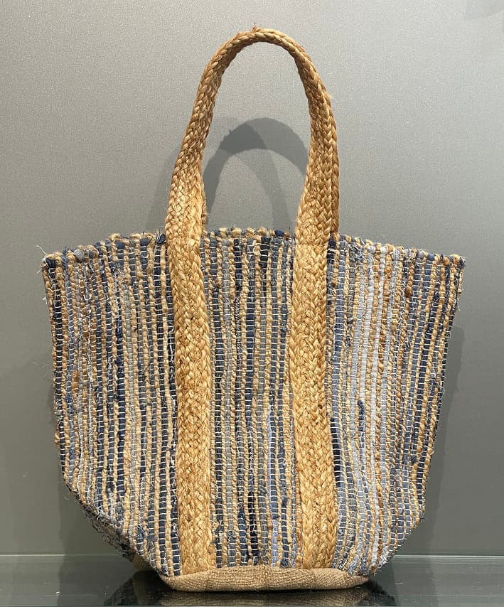 Denim with jute mix woven Beach bag