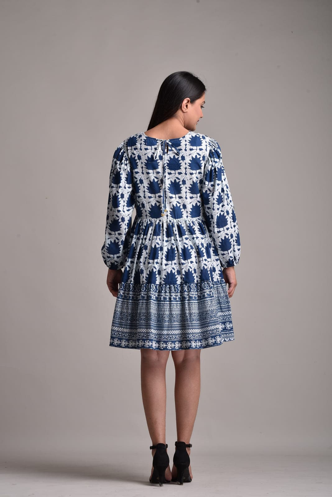 Block print mix match dress