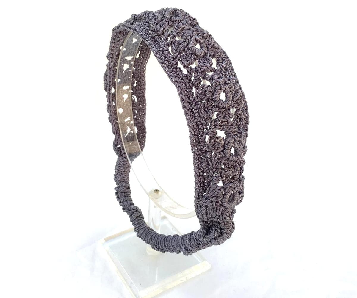 Crochet Daisies Elastic Headband Handmade