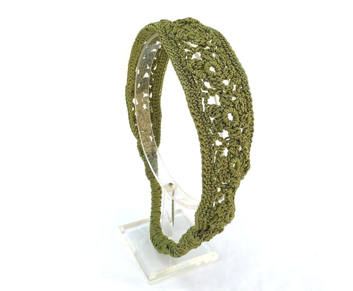 Crochet Daisies Elastic Headband Handmade