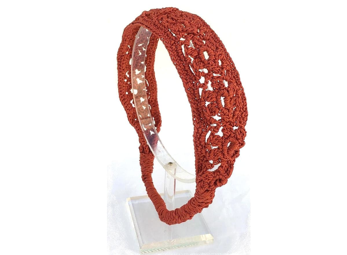 Crochet Daisies Elastic Headband Handmade