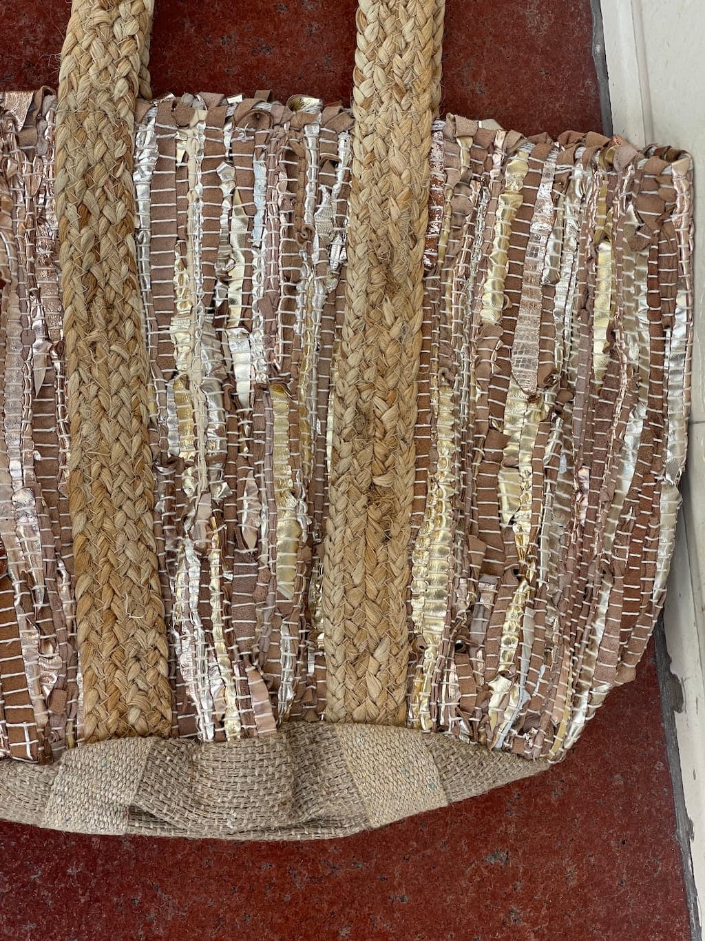 Gold Upcyled Leather Tote Bag