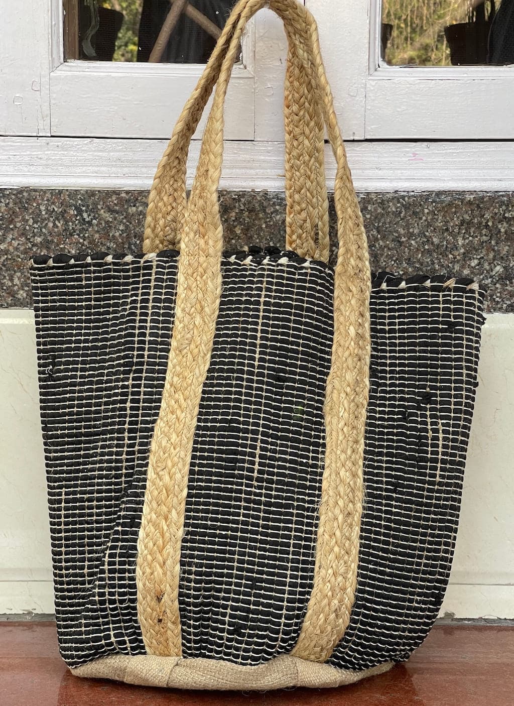Bag Shopper Beach bag black with beige