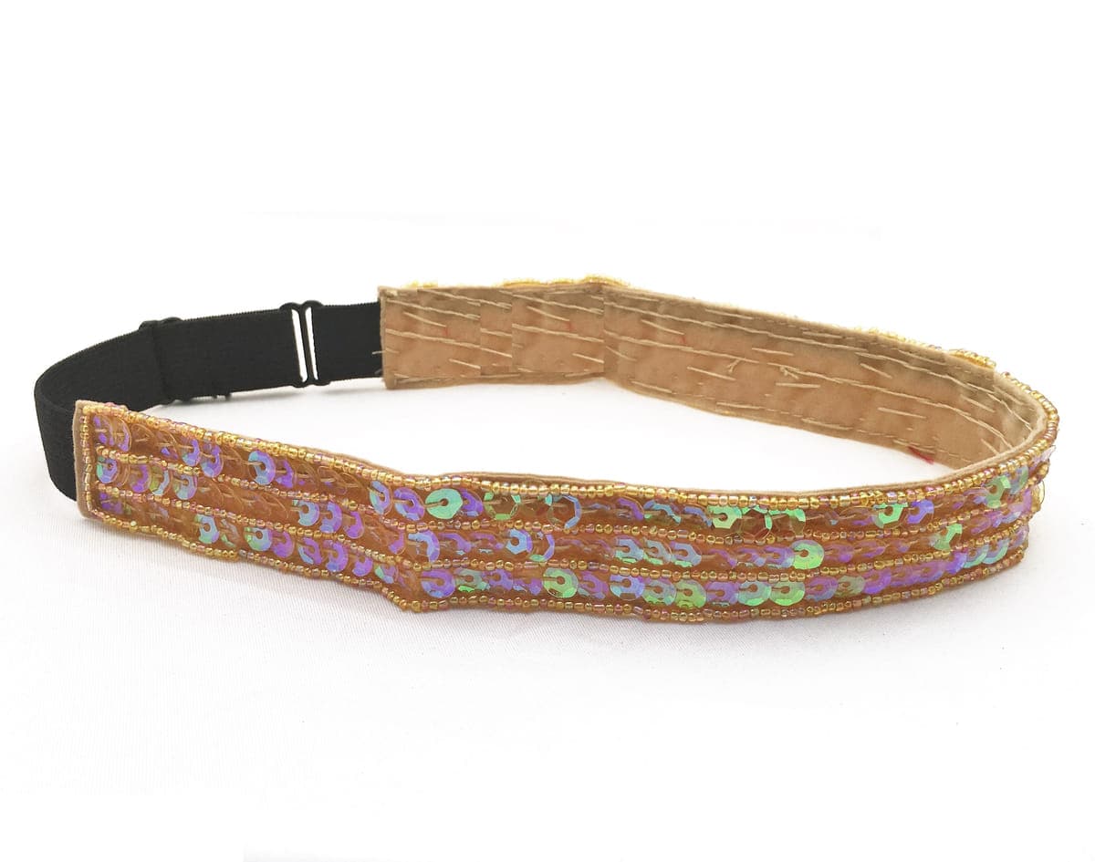 Sequin & beads adjustable headband Bright