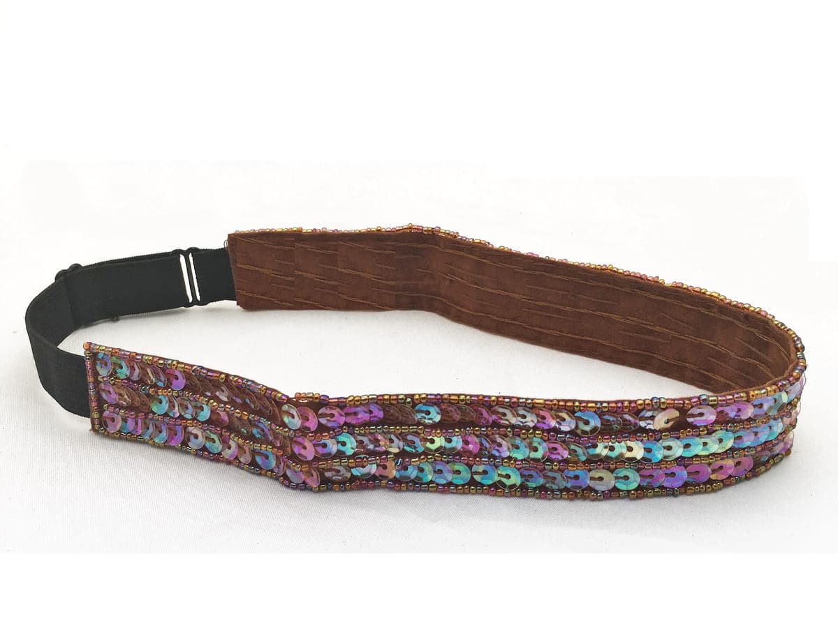 Sequin & beads adjustable headband Bright