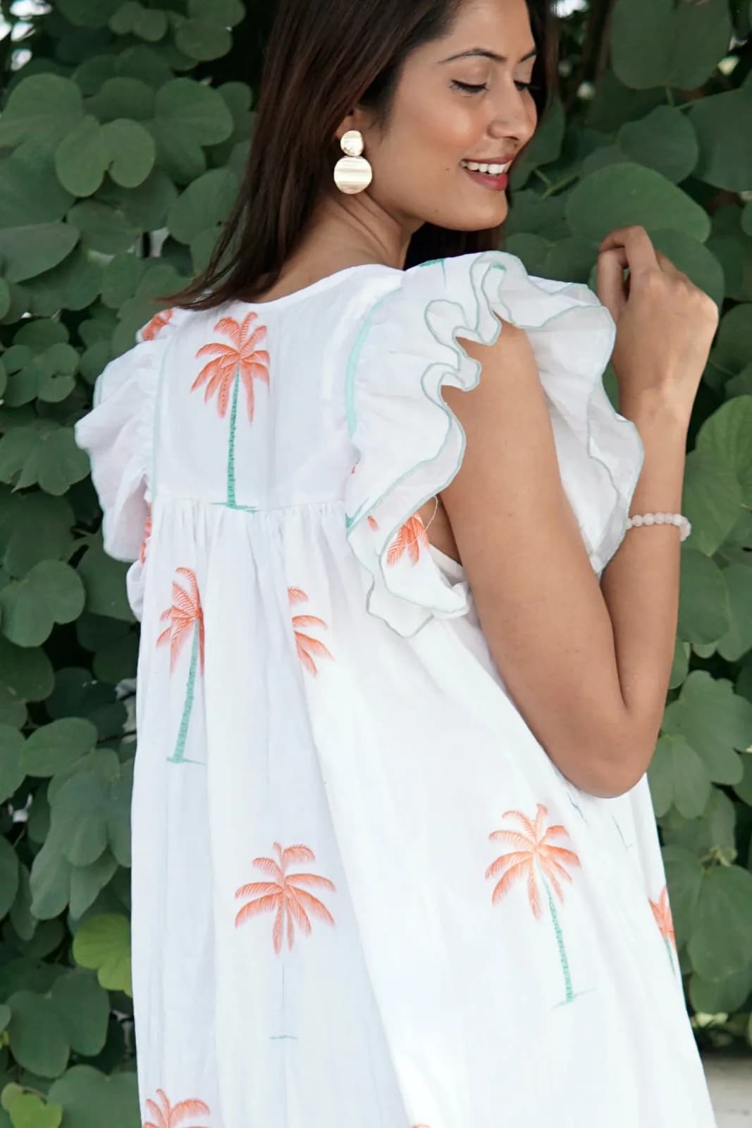 Summer dress, floaty white cotton summer midi dress