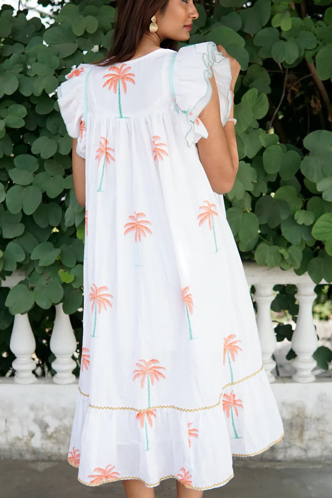Summer dress, floaty white cotton summer midi dress