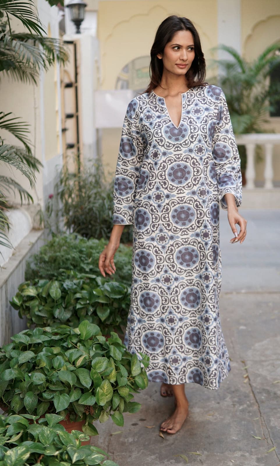 Beach kaftan, luxury beach cover-up 'Rosina'