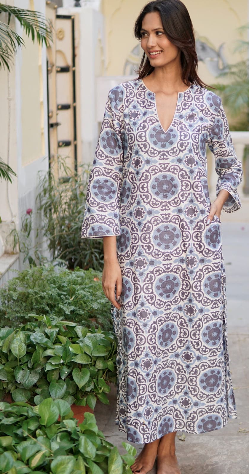 Beach kaftan, luxury beach cover-up 'Rosina'