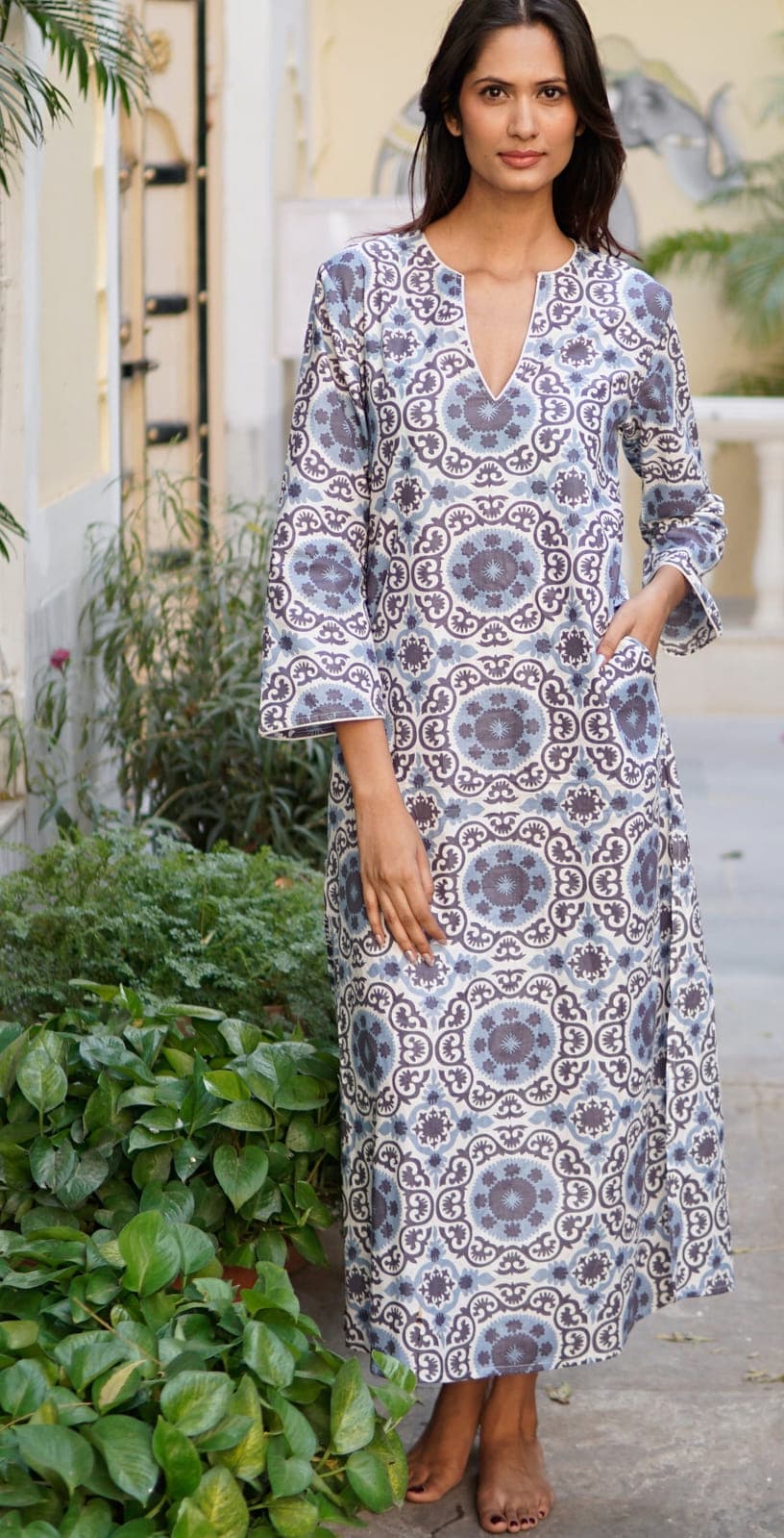 Beach kaftan, luxury beach cover-up 'Rosina'