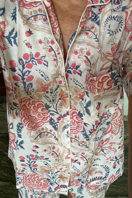 White with multicolor floral ladies nightwear