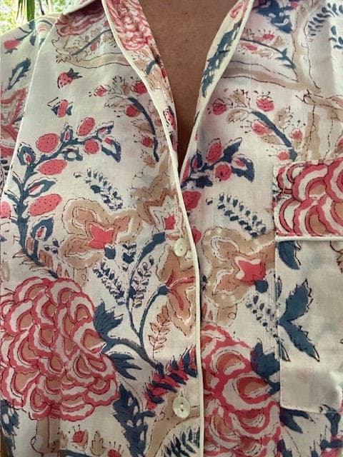 White with multicolor floral ladies nightwear