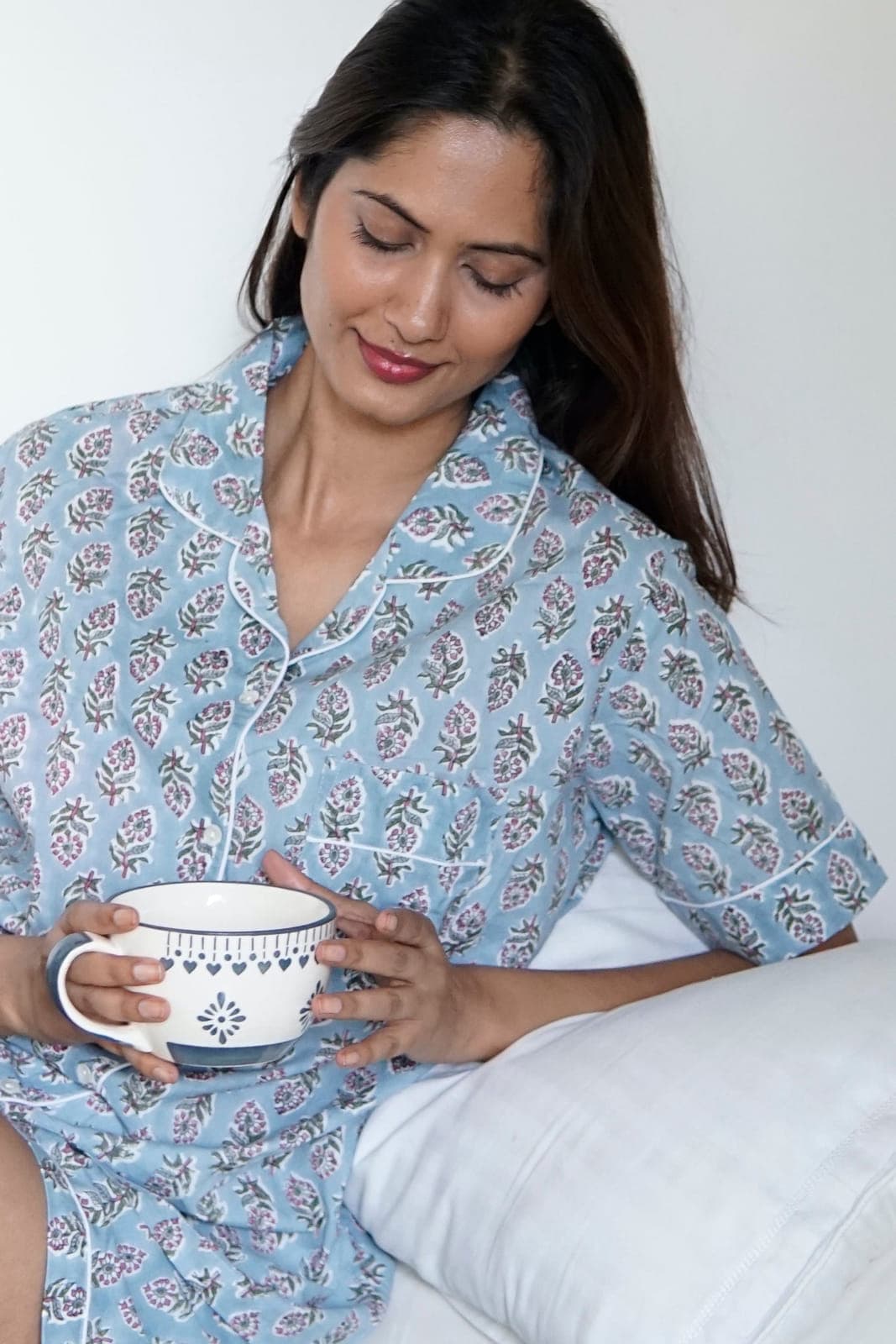 Airforce blue color printed sleepwear