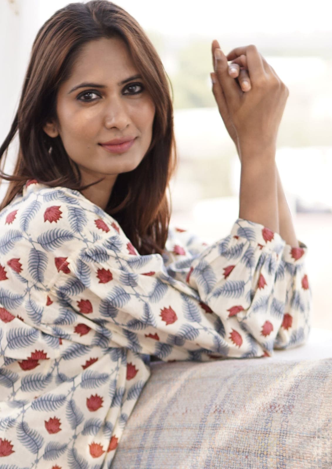 Boho block print blouse, top