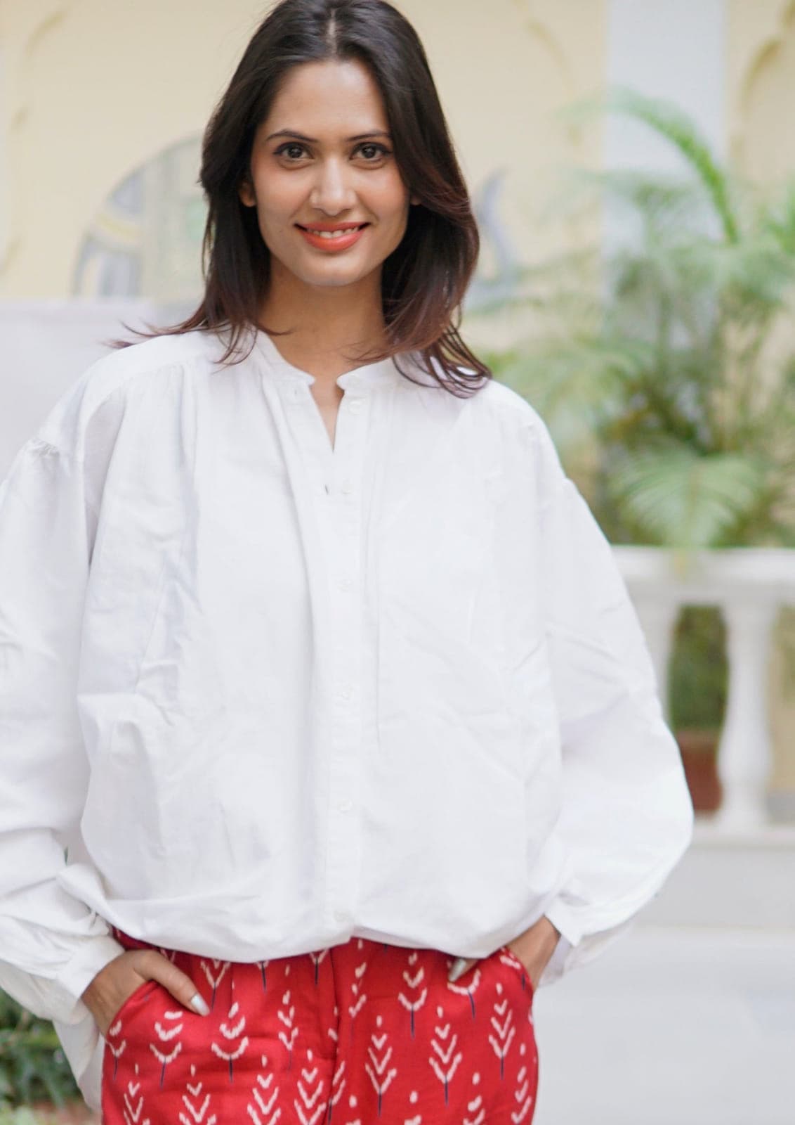 White Blouse, big sleeved cotton summer blouse