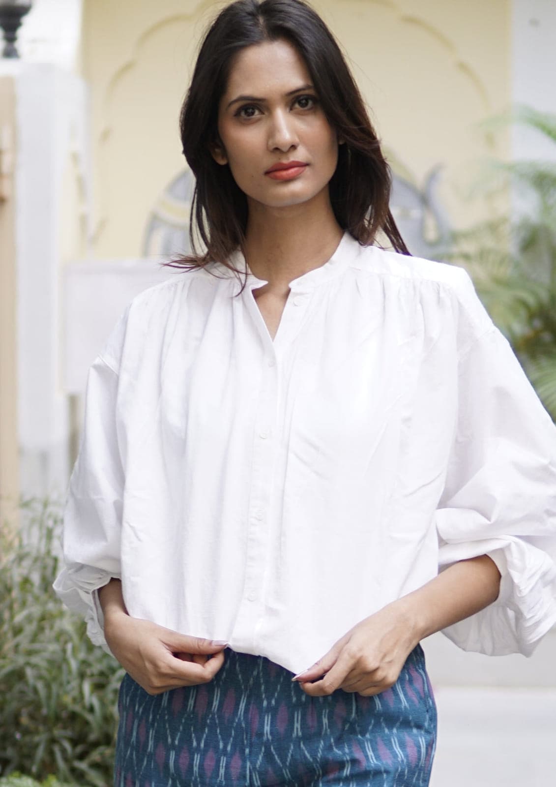 White Blouse, big sleeved cotton summer blouse