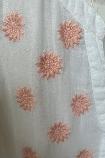 White hand embroidered kaftan Beach coverup.