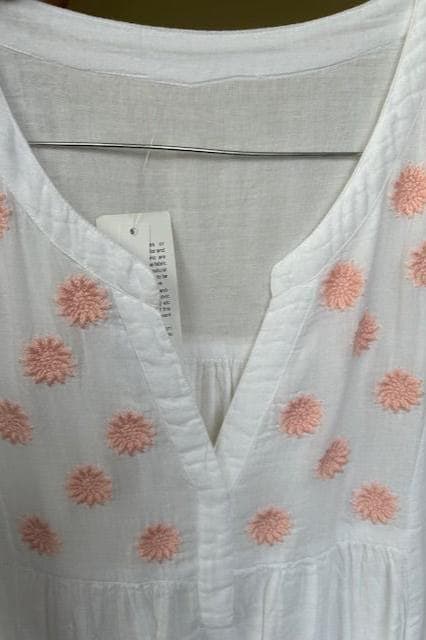 White hand embroidered kaftan Beach coverup.
