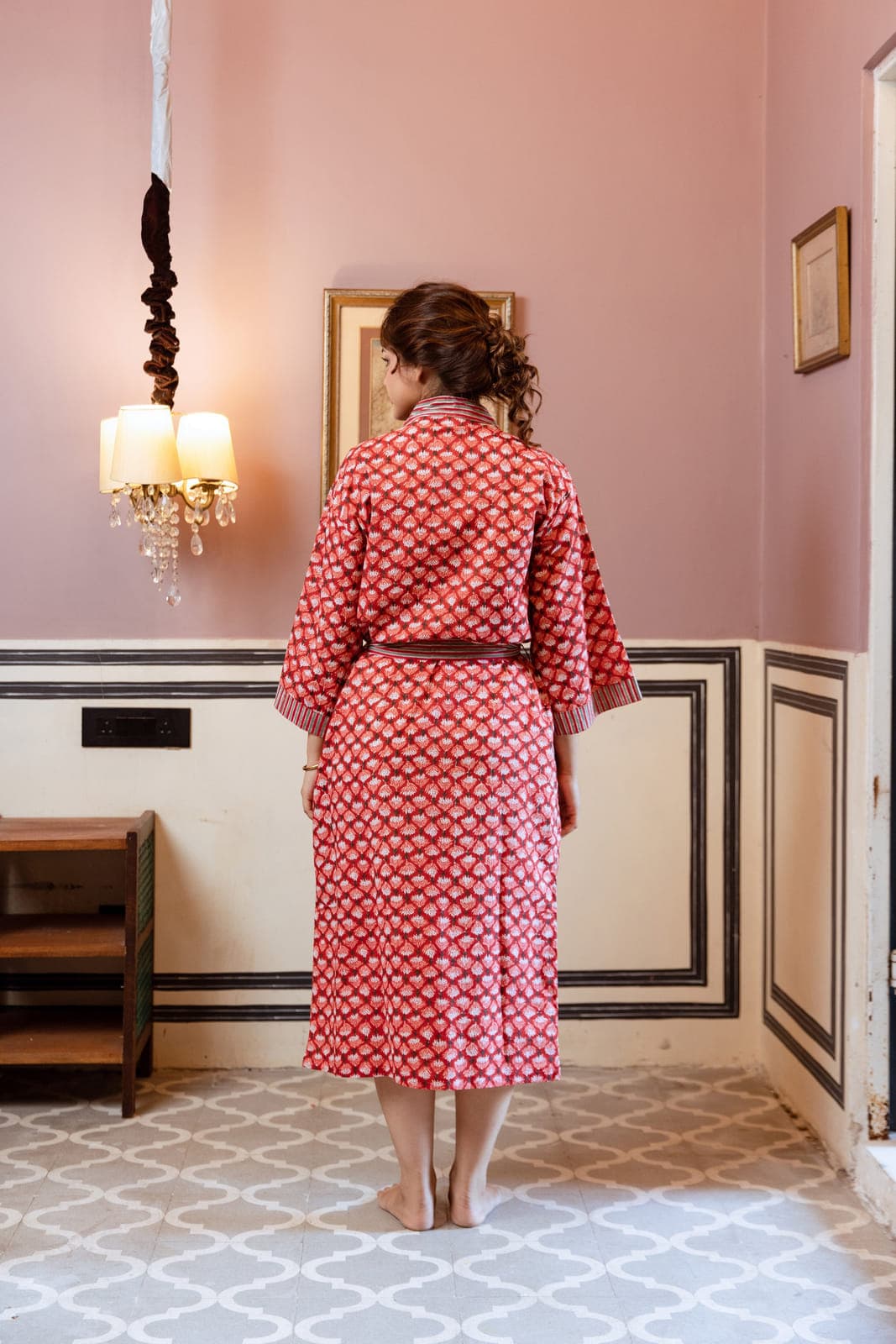 RED FLORAL BOOTI COTTON ROBE