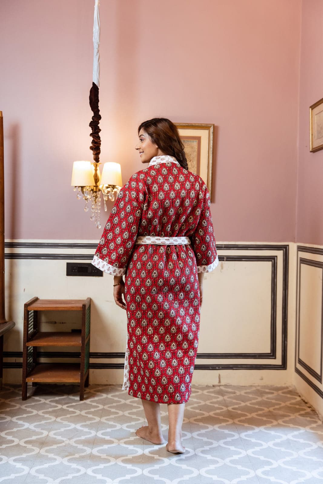 RED BOOTI LUXURY QUILTED COTTON ROBE