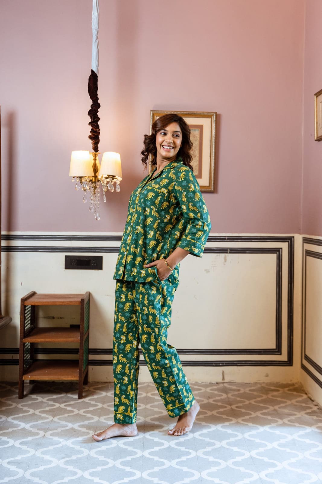 JADE TIGER BLOCK PRINT PJ SET