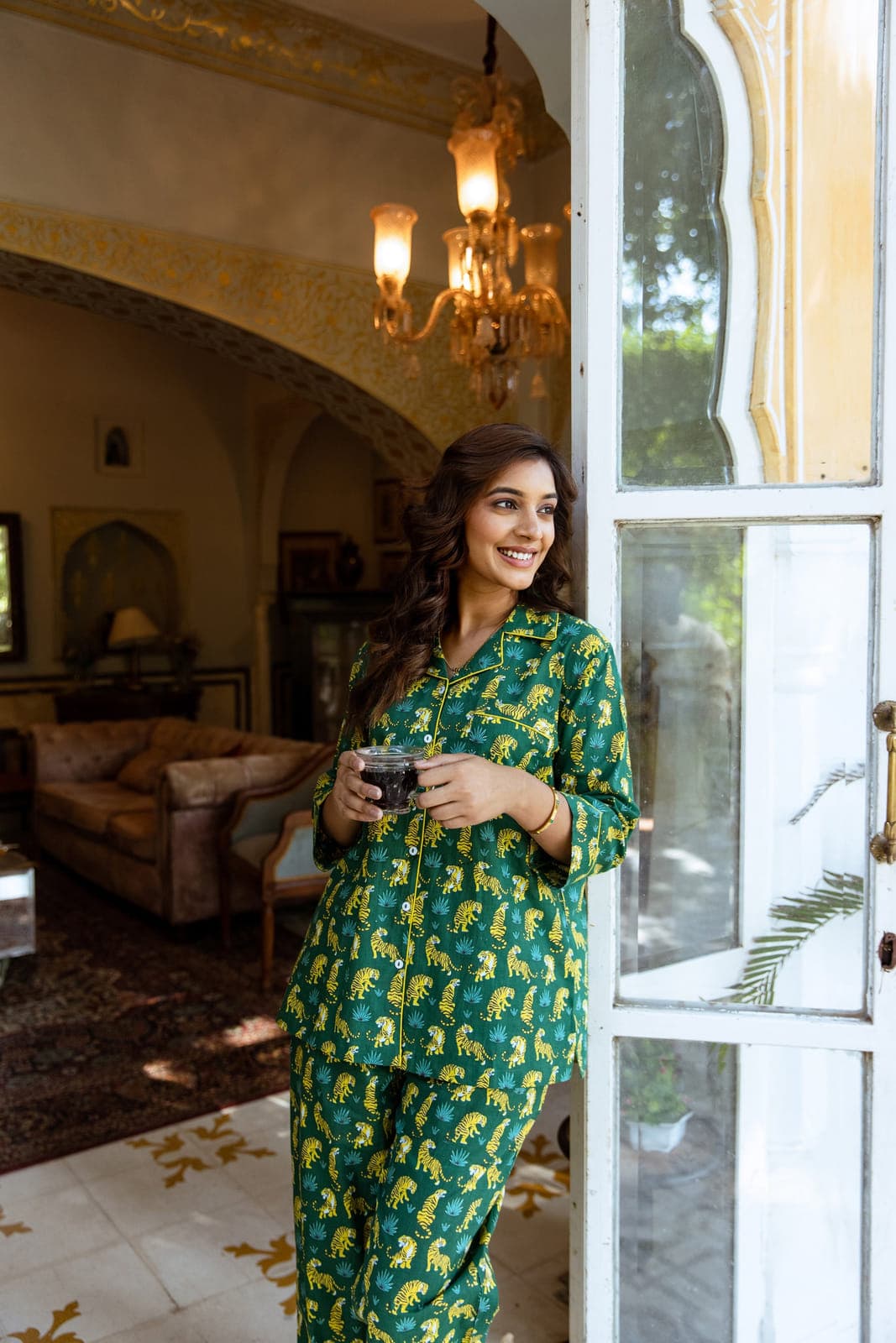 JADE TIGER BLOCK PRINT PJ SET