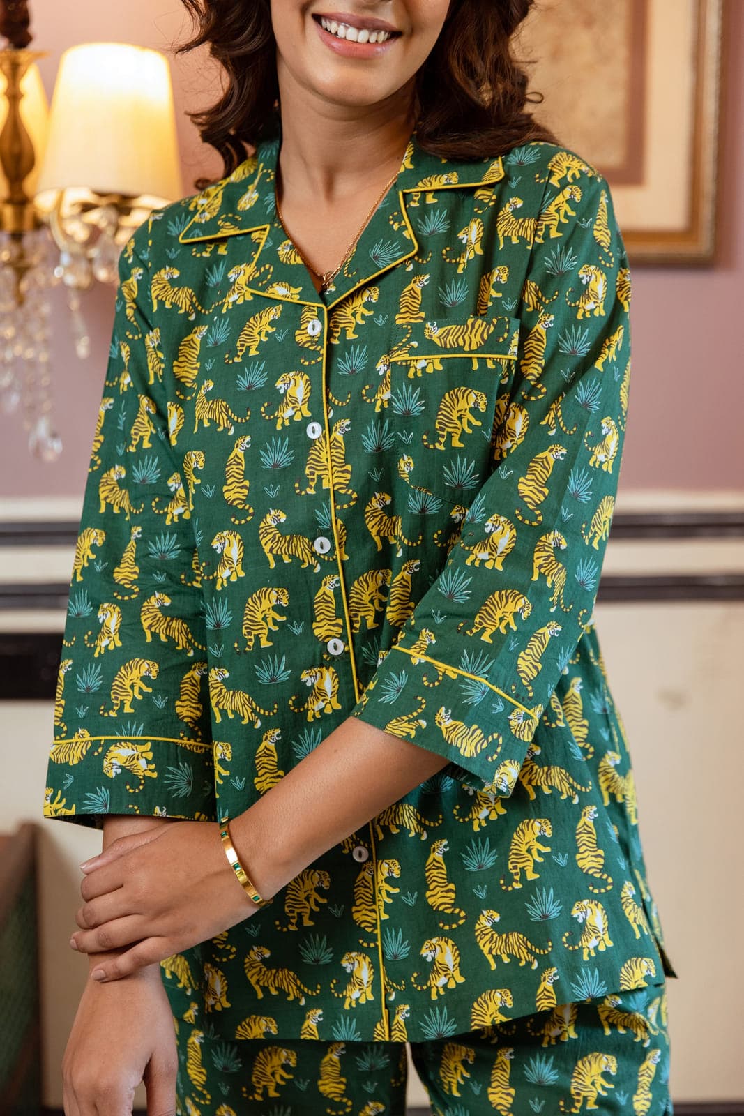 JADE TIGER BLOCK PRINT PJ SET