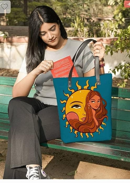 Sun Printed Women Canvas Tote Bag