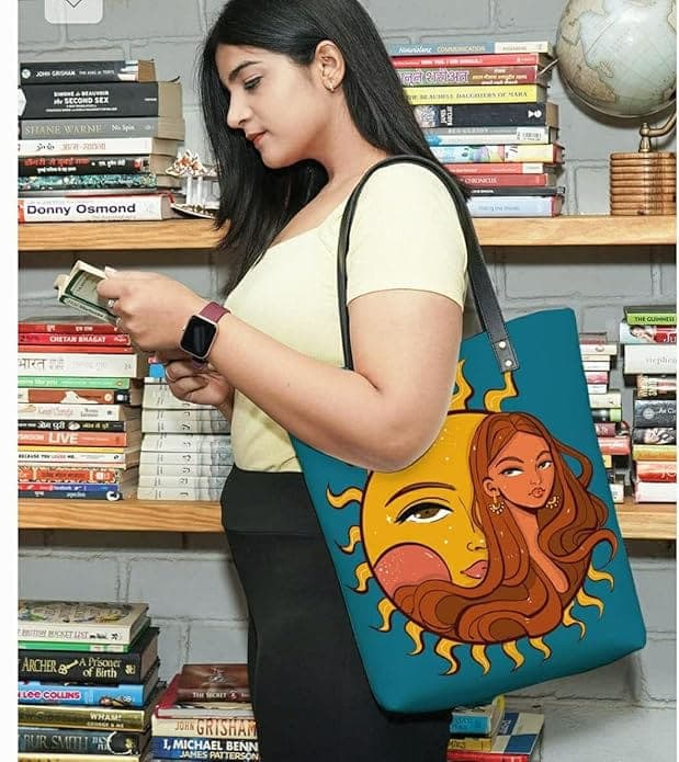 Sun Printed Women Canvas Tote Bag