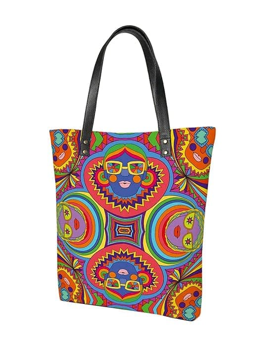 Red multi printed women canvas tote bag