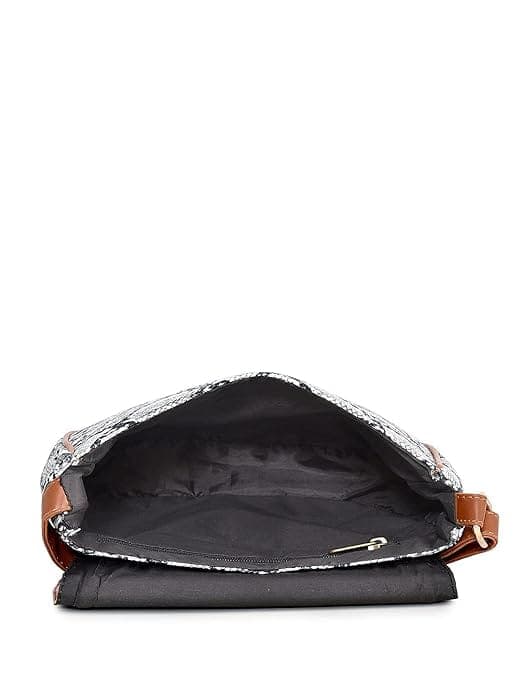 Snake Printed Women Canvas PU Sling Bag