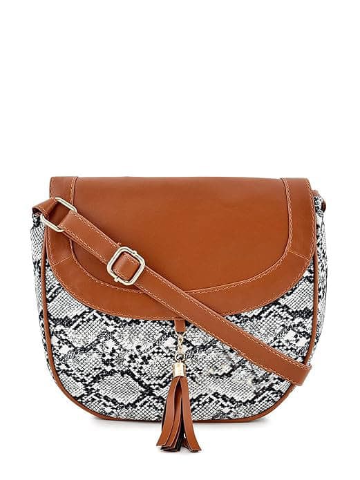Snake Printed Women Canvas PU Sling Bag