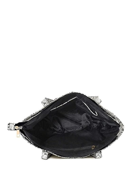 Women Pu White Snake Finish Tote Bag